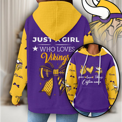 Premium NFL X MIN Women's Waffle Hoodie NDT NHM