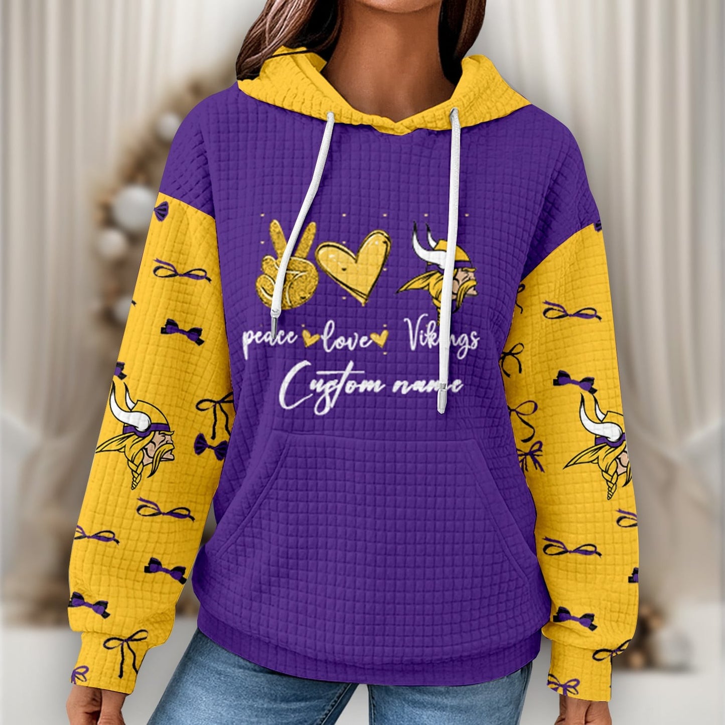 Premium NFL X MIN Women's Waffle Hoodie NDT NHM