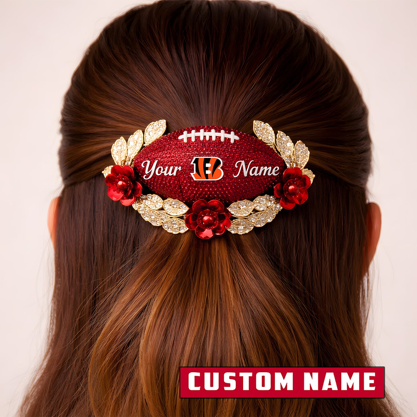 Premium NFL x Cincinnati Bengals Personalized Women's Hair Pin - Valentine Edition NDT LVH