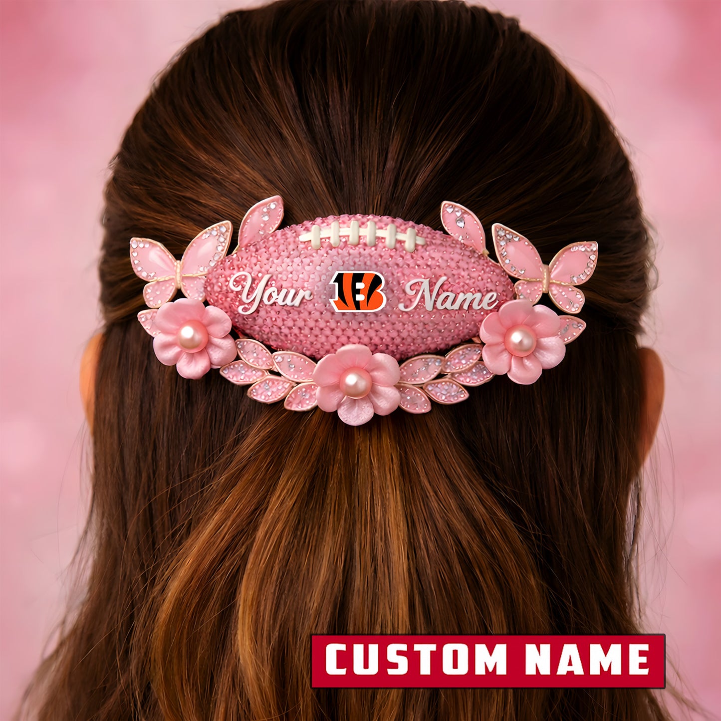 Premium NFL x Cincinnati Bengals Personalized Women's Hair Pin - Valentine Edition NDT LVH