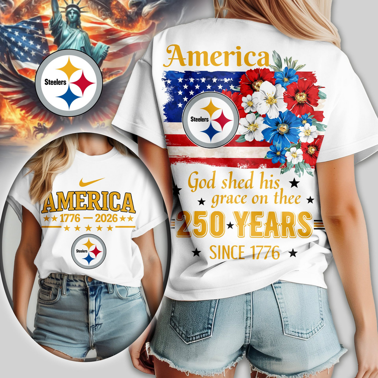 Premium NFL x PS America God Shed His Grace On Thee Women Shirt NDT VHM
