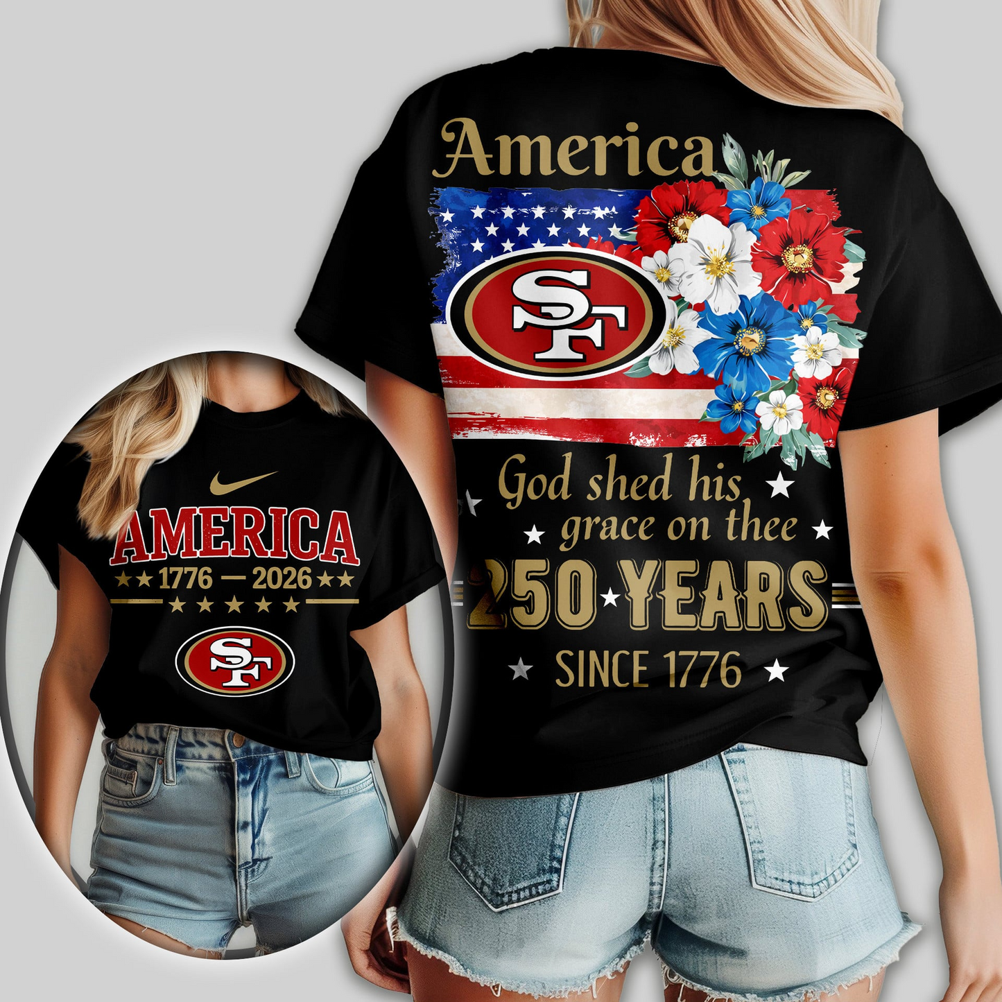 Premium NFL x SF America God Shed His Grace On Thee Women Shirt NDT VHM