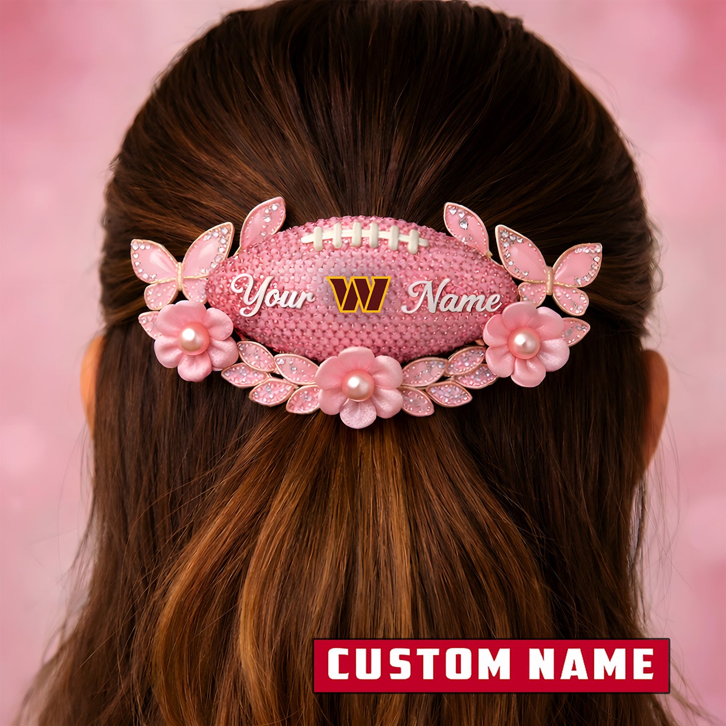 Premium NFL x Washington Commanders Personalized Women's Hair Pin - Valentine Edition NDT LVH