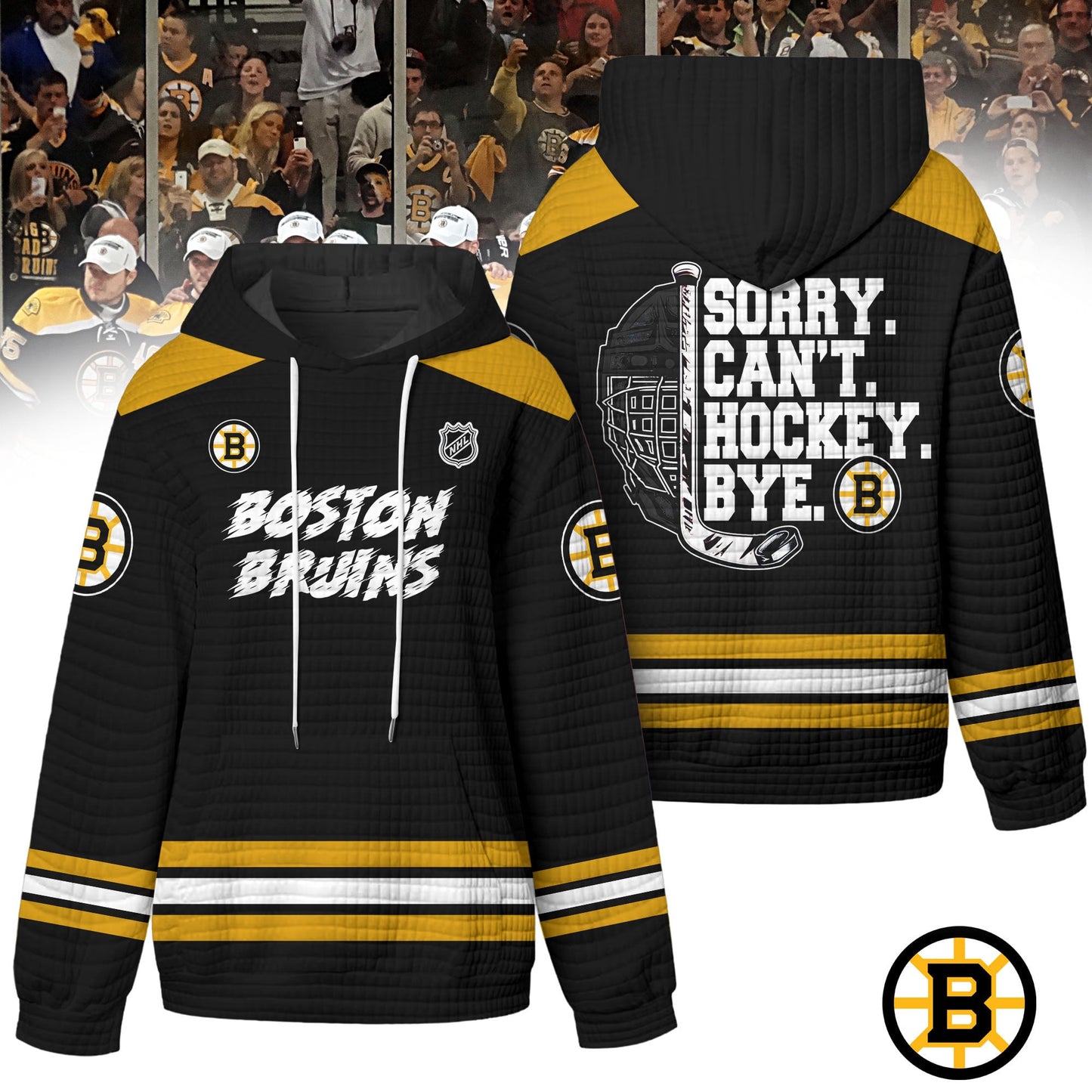 Premium NHL x Boston Bruins Sorry Busy Hockey Waffle Hoodie NDT LVH