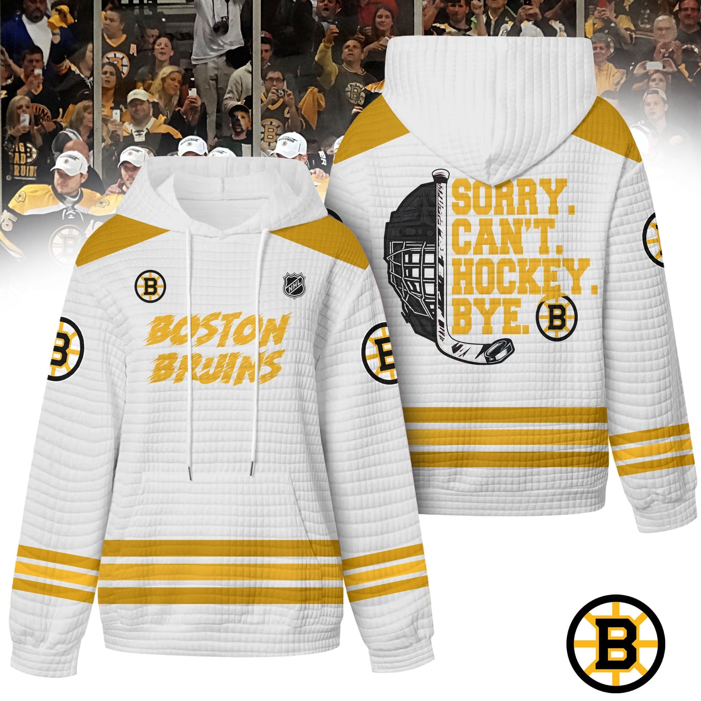 Premium NHL x Boston Bruins Sorry Busy Hockey Waffle Hoodie NDT LVH
