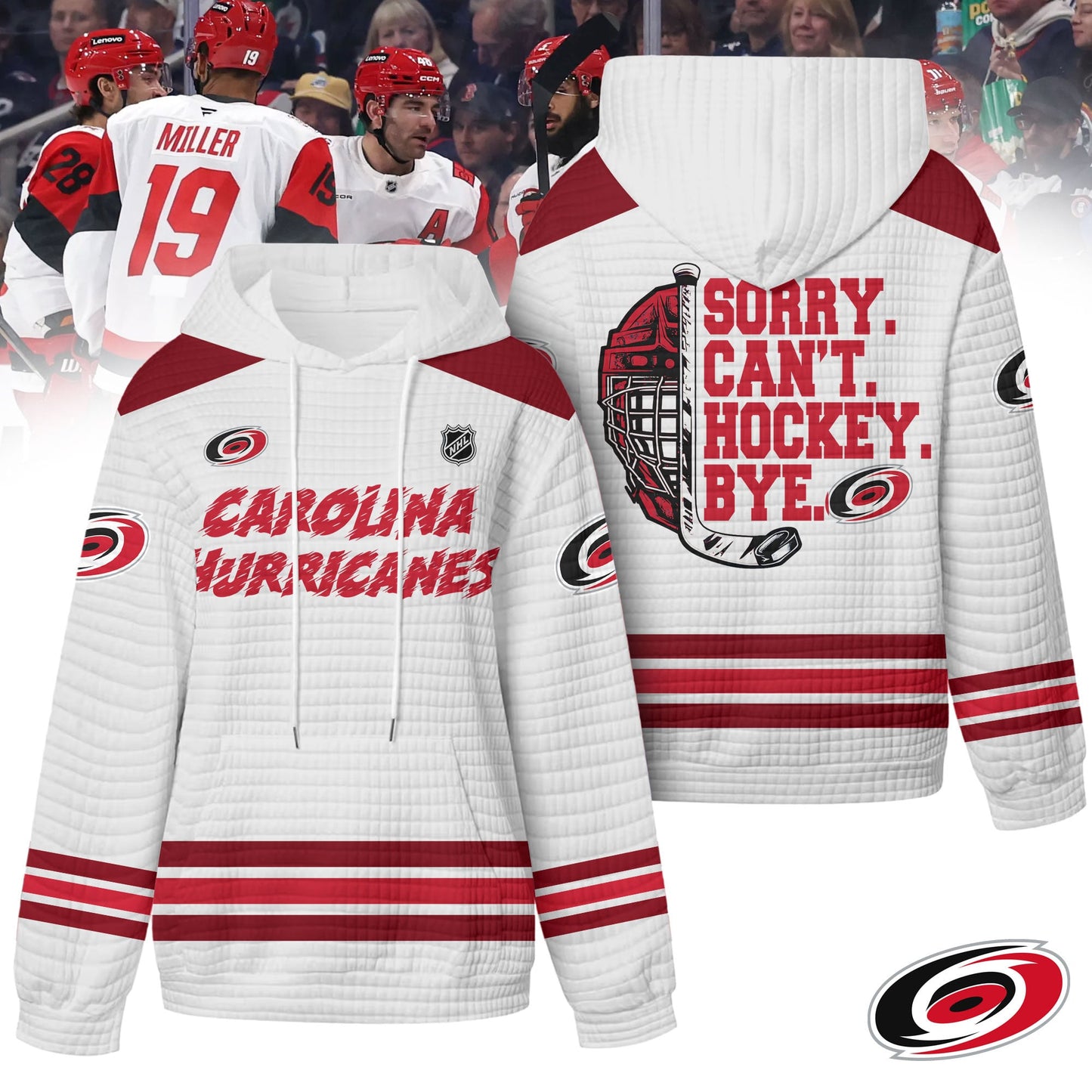 Premium NHL x Carolina Hurricanes Sorry Busy Hockey Waffle Hoodie NDT LVH