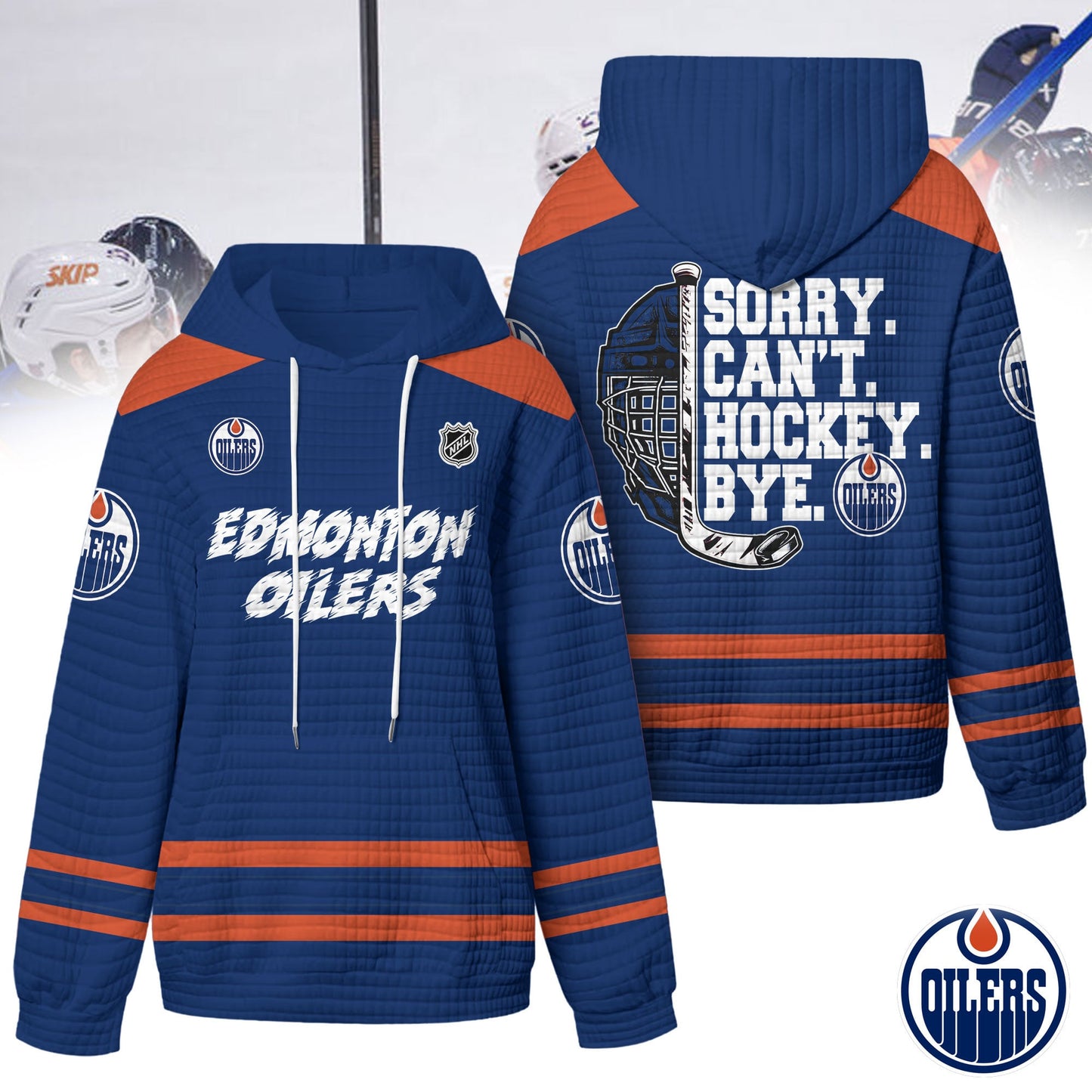Premium NHL x Edmonton Oilers Sorry Busy Hockey Waffle Hoodie NDT LVH