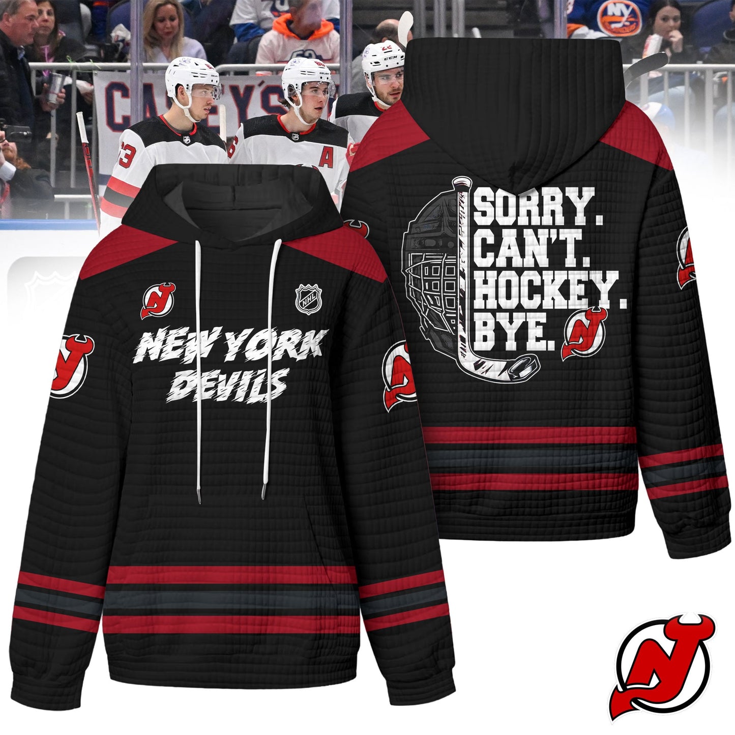 Premium NHL x New Jersey Devils Sorry Busy Hockey Waffle Hoodie NDT LVH