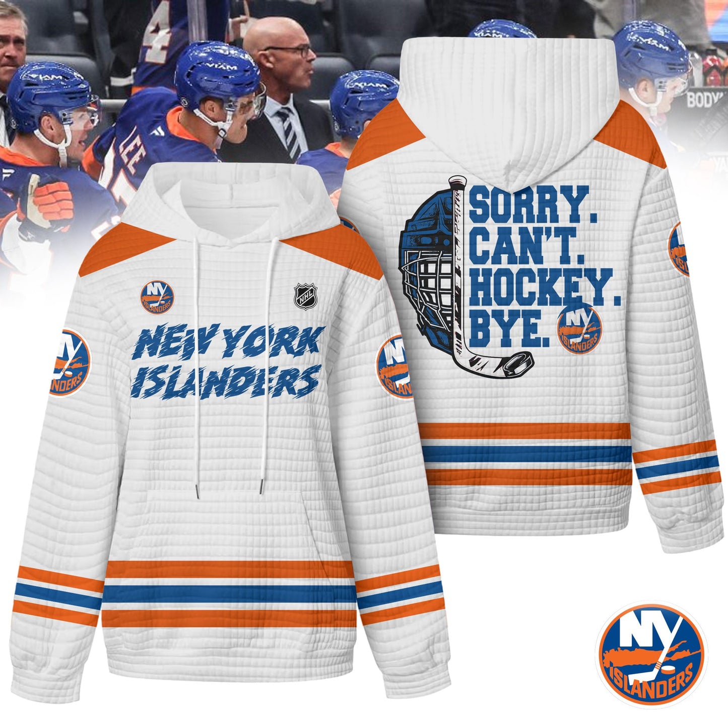 Premium NHL x New York Islanders Sorry Busy Hockey Waffle Hoodie NDT LVH