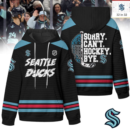 Premium NHL x Seattle Kraken Sorry Busy Hockey Waffle Hoodie NDT LVH