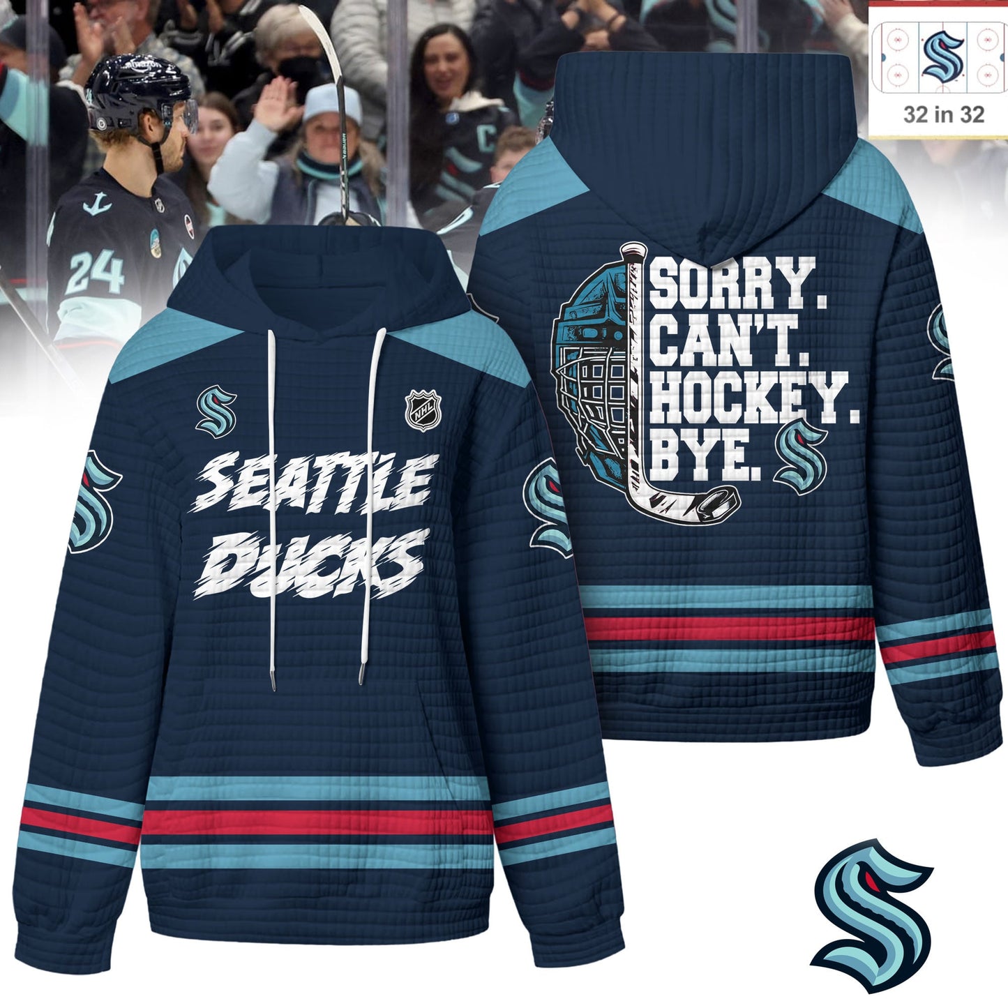 Premium NHL x Seattle Kraken Sorry Busy Hockey Waffle Hoodie NDT LVH