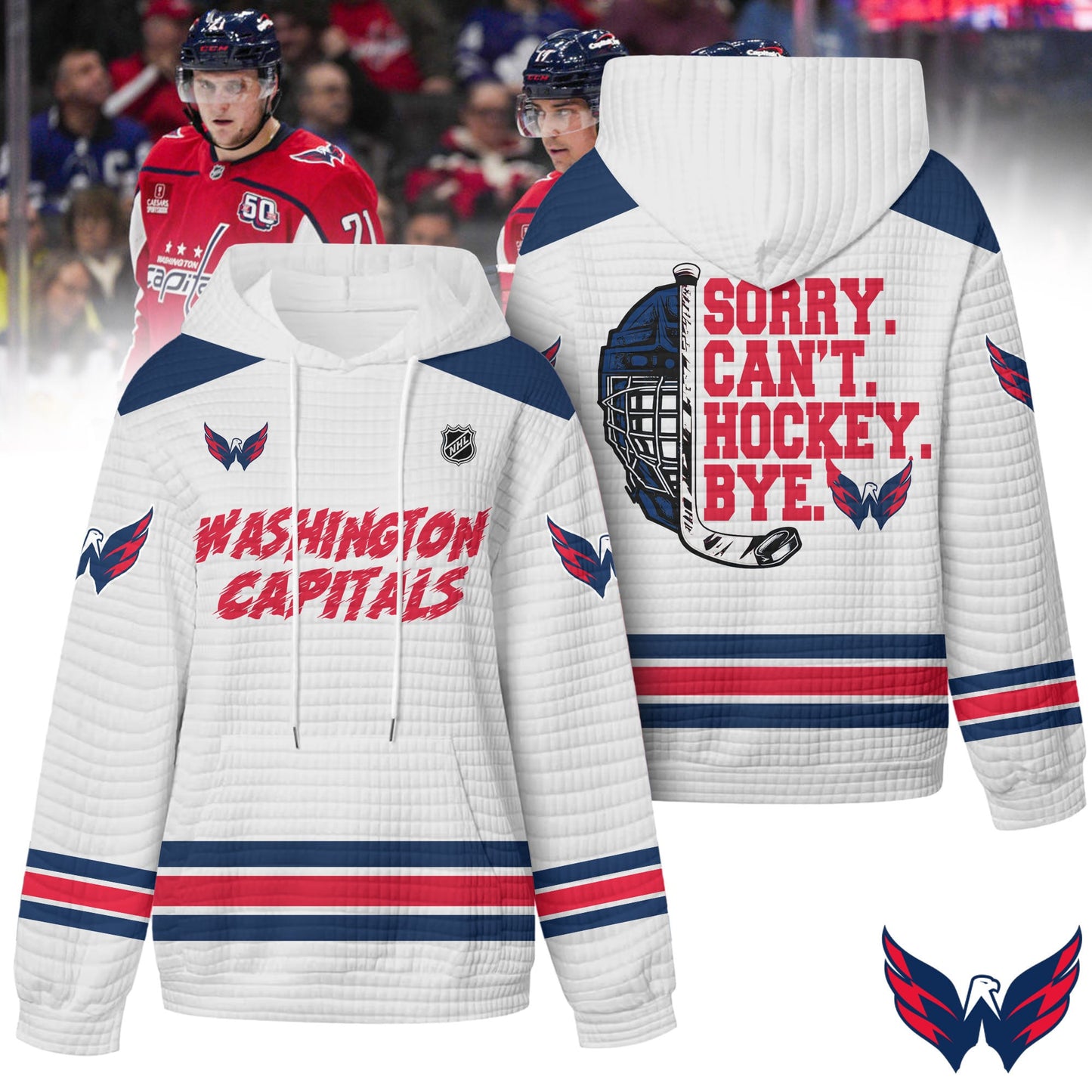 Premium NHL x Washington Capitals Sorry Busy Hockey Waffle Hoodie NDT LVH