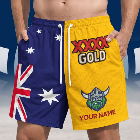 Premium NRL X CR Gold Australia Flag Short Pants Personalized Limited Edition NDT NHM