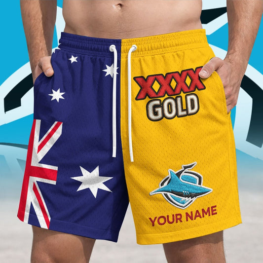 Premium NRL X CSS Gold Australia Flag Short Pants Personalized Limited Edition NDT NHM