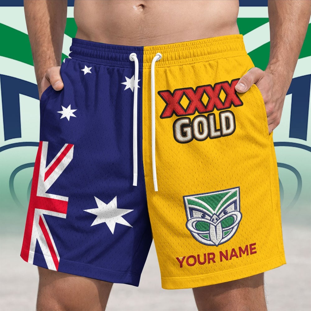 Premium NRL X WAR Gold Australia Flag Short Pants Personalized Limited Edition NDT NHM