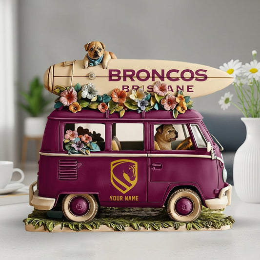 Premium NRL x BB Funny Dog Driving Summer Car Acrylic Block Plaque Custom Name Gifts NDT NHM