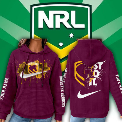 Premium NRL x Brisbane Personalized Women's Waffle Hoodie NDT LVH