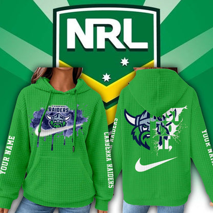 Premium NRL x Canberra Personalized Women's Waffle Hoodie NDT LVH