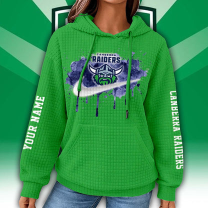 Premium NRL x Canberra Personalized Women's Waffle Hoodie NDT LVH