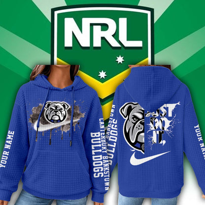 Premium NRL x Canterbury-Bankstown Personalized Women's Waffle Hoodie NDT LVH