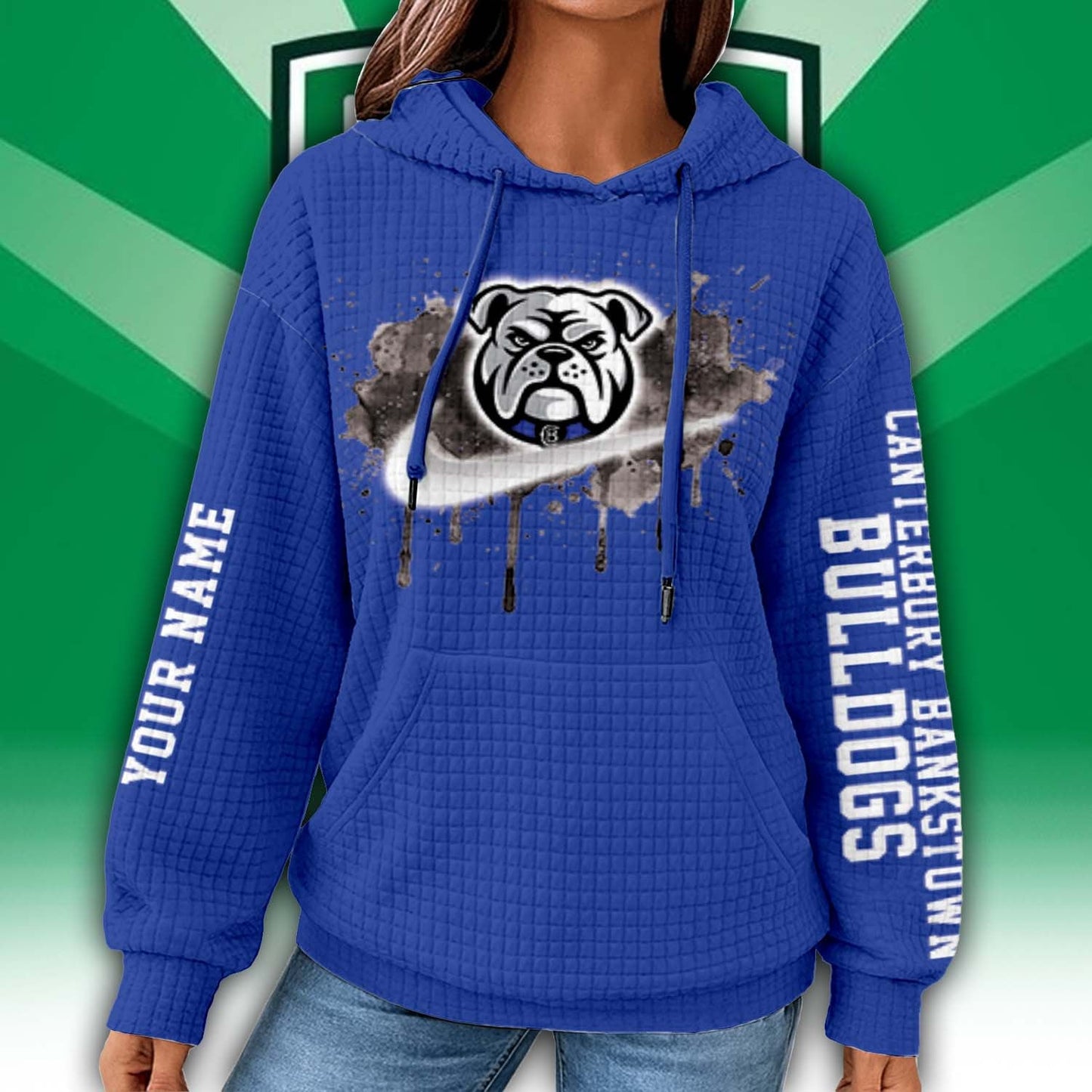 Premium NRL x Canterbury-Bankstown Personalized Women's Waffle Hoodie NDT LVH