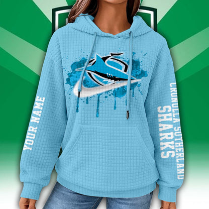 Premium NRL x Cronulla-Sutherland Personalized Women's Waffle Hoodie NDT LVH