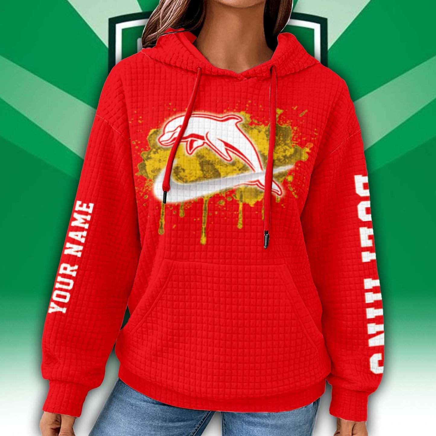 Premium NRL x Dolphins Personalized Women's Waffle Hoodie NDT LVH