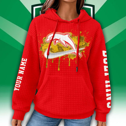 Premium NRL x Dolphins Personalized Women's Waffle Hoodie NDT LVH