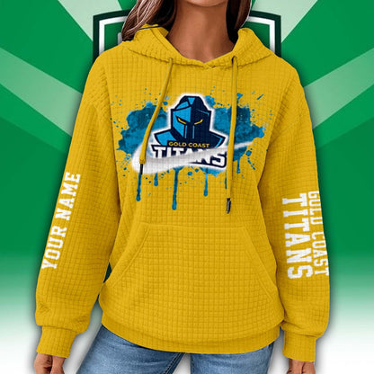 Premium NRL x Gold Coast Personalized Women's Waffle Hoodie NDT LVH