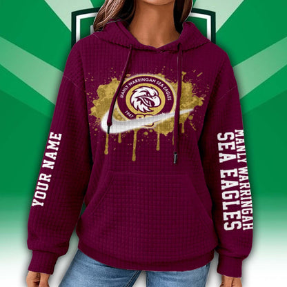 Premium NRL x Manly-Warringah Personalized Women's Waffle Hoodie NDT LVH