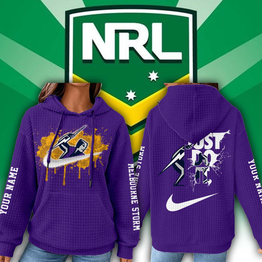 Premium NRL x Melbourne Personalized Women's Waffle Hoodie NDT LVH