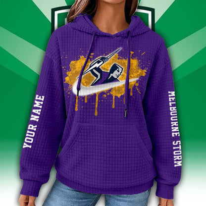 Premium NRL x Melbourne Personalized Women's Waffle Hoodie NDT LVH