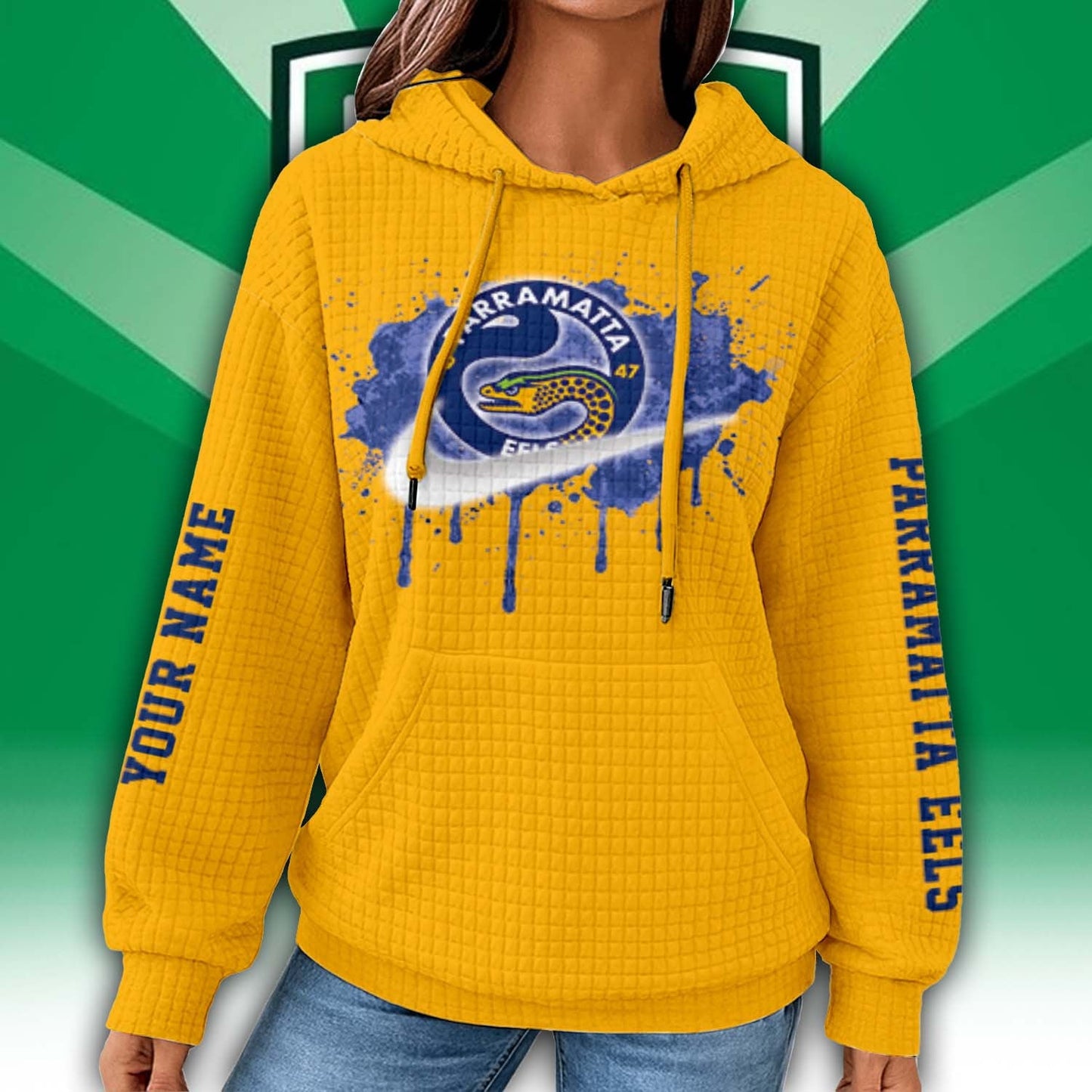 Premium NRL x Parramatta Personalized Women's Waffle Hoodie NDT LVH