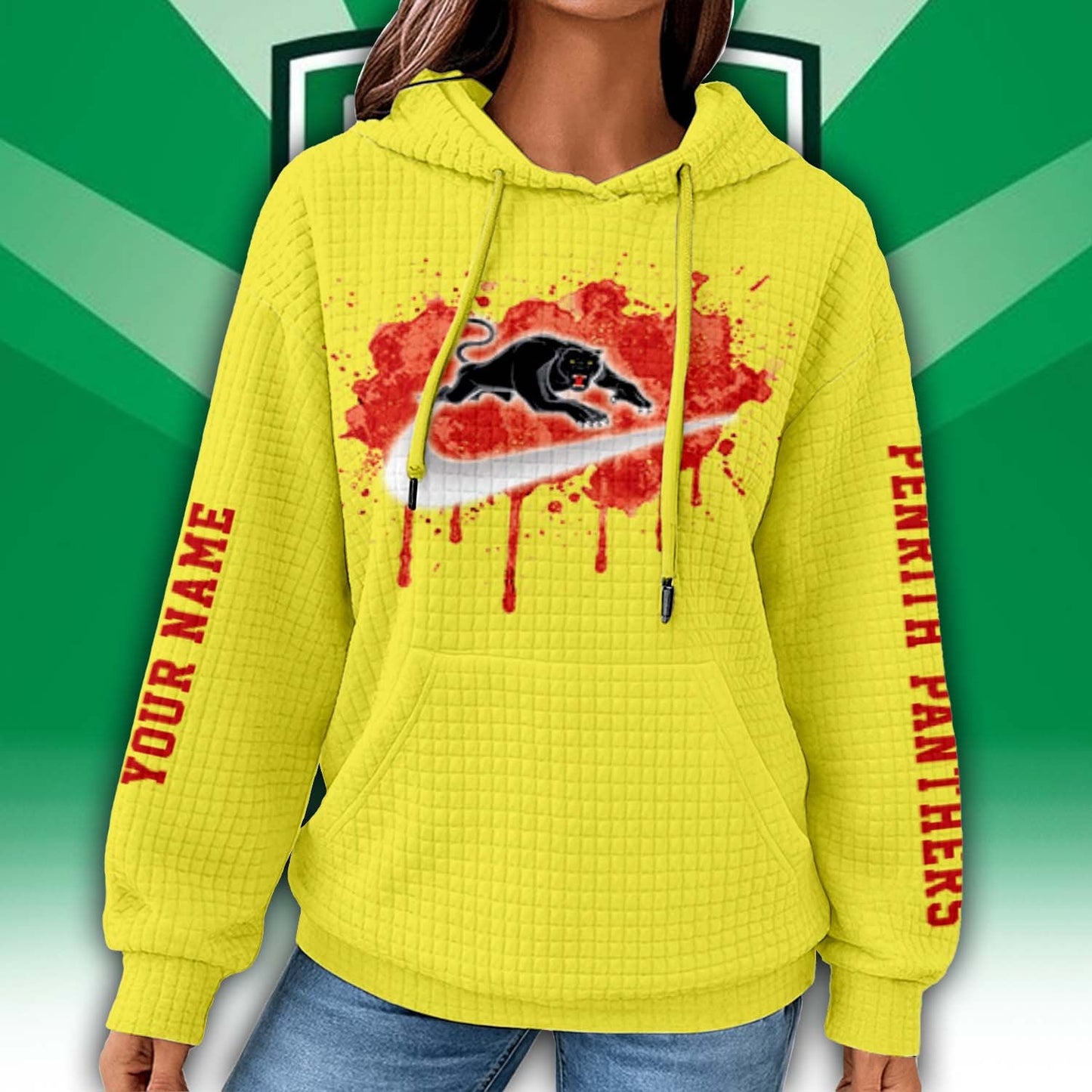 Premium NRL x Penrith Personalized Women's Waffle Hoodie NDT LVH