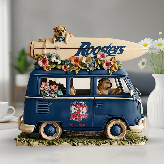 Premium NRL x SR Funny Dog Driving Summer Car Acrylic Block Plaque Custom Name Gifts NDT NHM