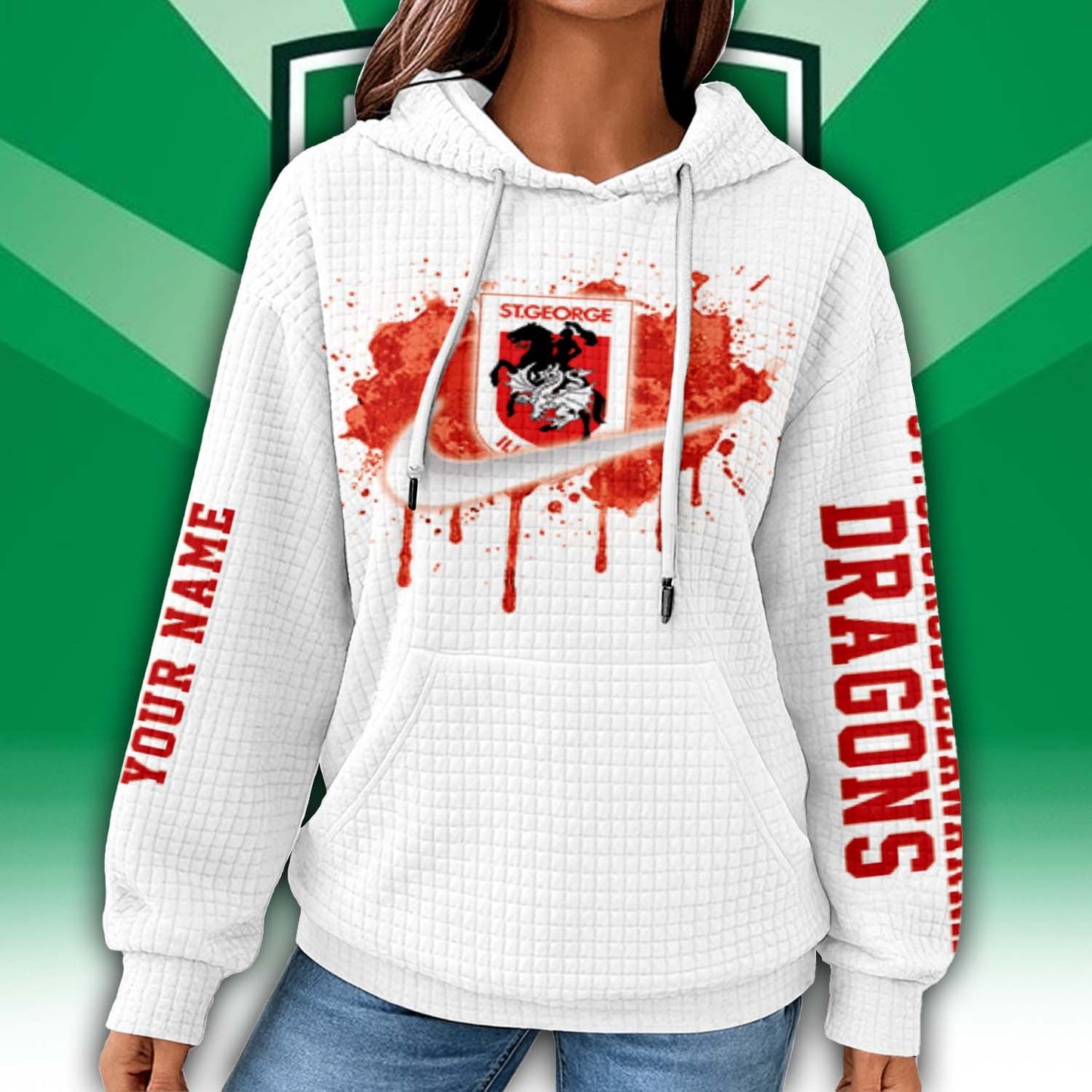 Premium NRL x St. George Illawarra Personalized Women's Waffle Hoodie NDT LVH