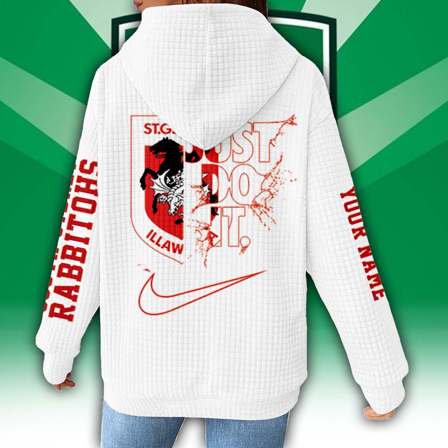 Premium NRL x St. George Illawarra Personalized Women's Waffle Hoodie NDT LVH