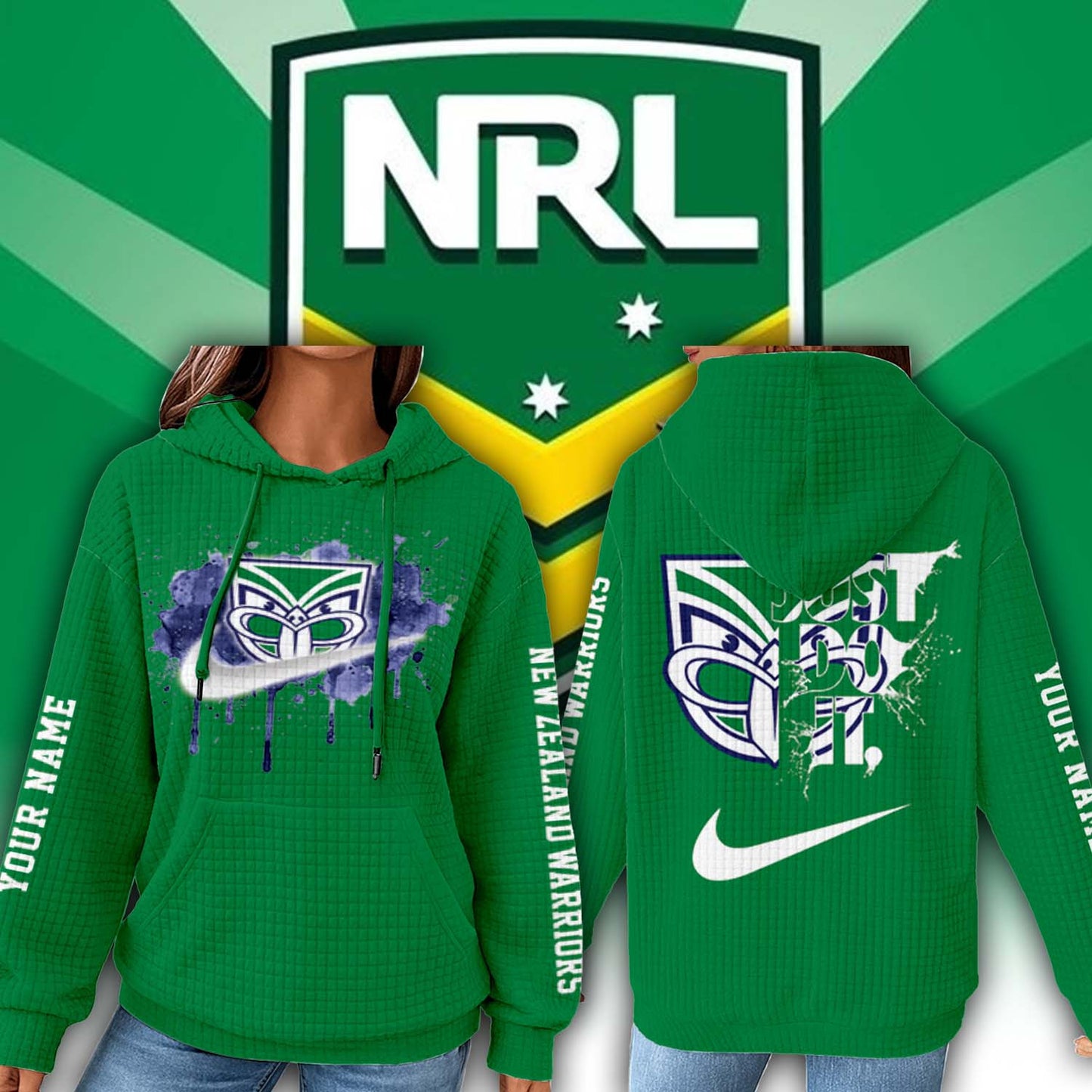 Premium NRL x Warriors Personalized Women's Waffle Hoodie NDT LVH