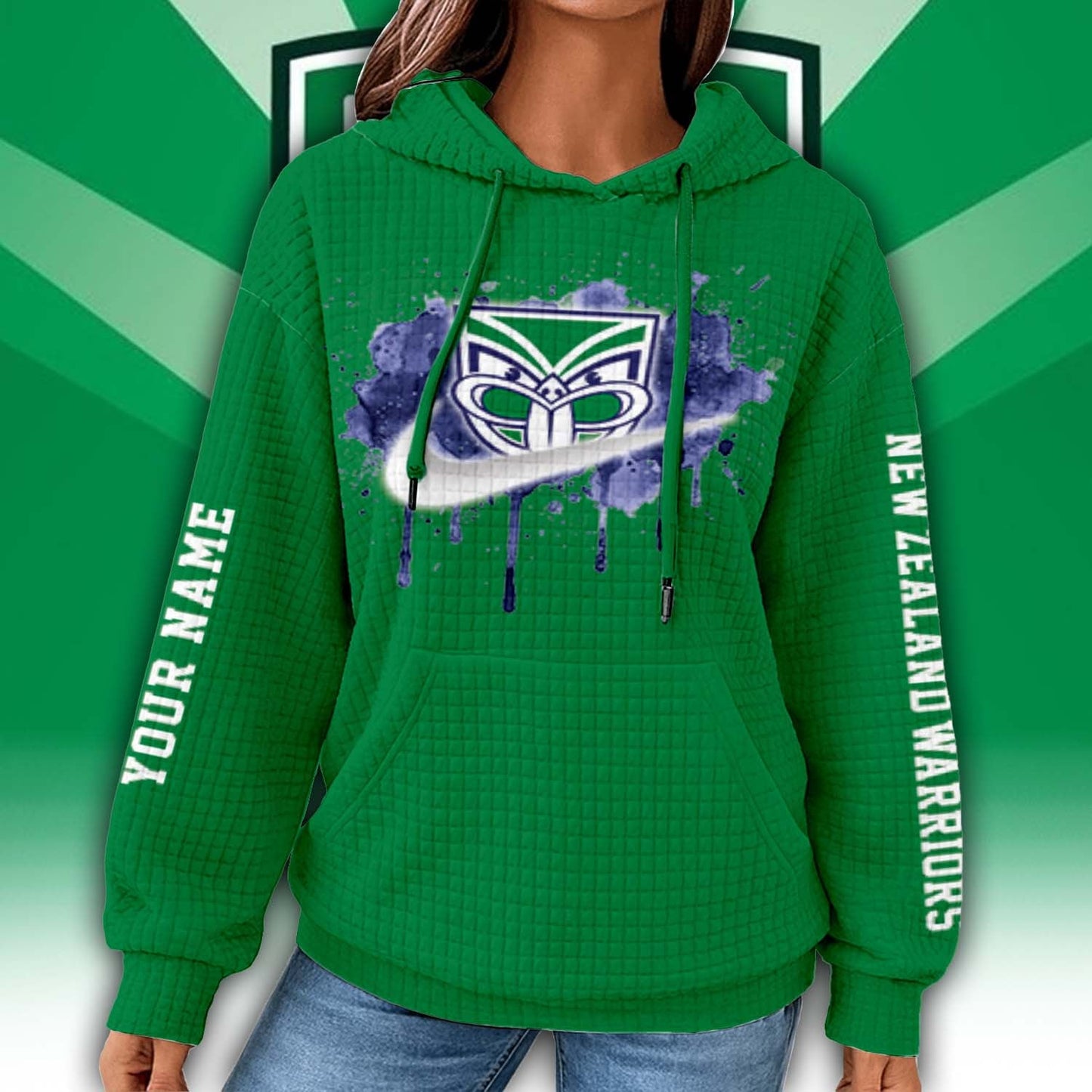 Premium NRL x Warriors Personalized Women's Waffle Hoodie NDT LVH