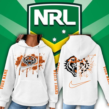 Premium NRL x Wests Tigers Personalized Women's Waffle Hoodie NDT LVH