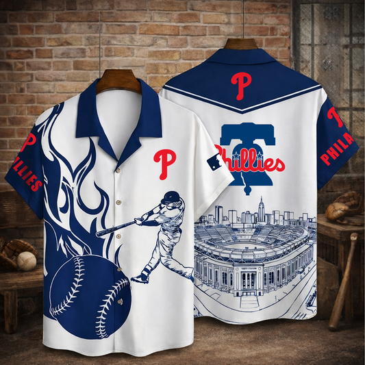 Premium MLB x PP  Baseball 3D Hawaiian Flame Shirt  NDT VHM 090326