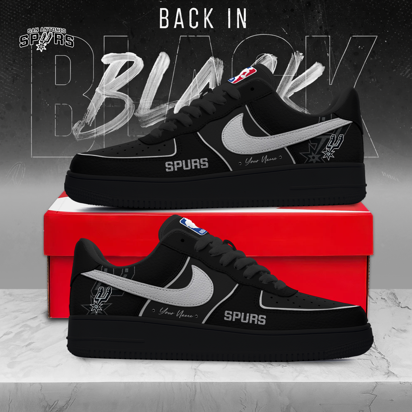 SAS x MLB 2025 Back In Black AF1 Sneakers DDT NTL