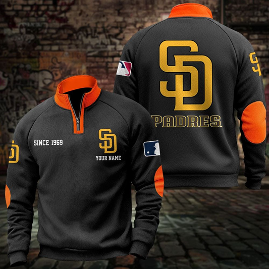 SD x MLB Sweatshirts Quarter Collared Sweatshirt Pullover DatND DVT
