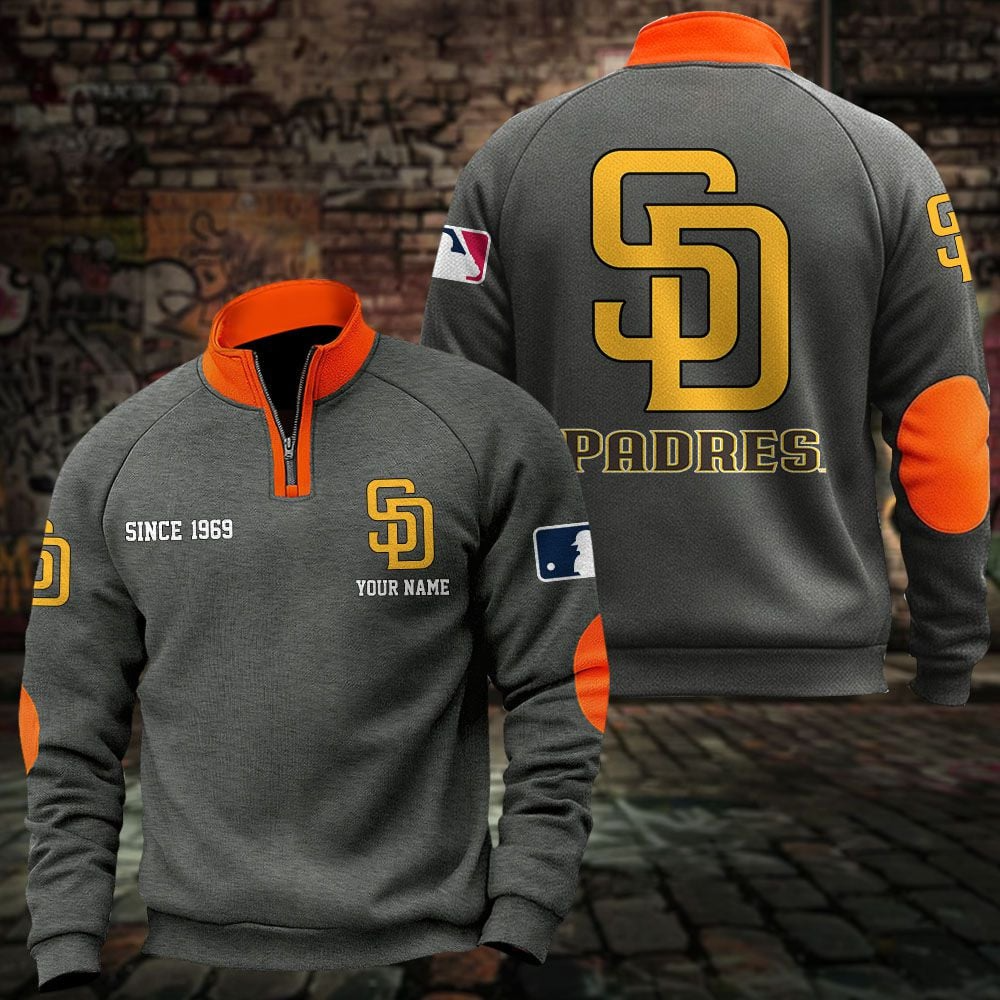 SD x MLB Sweatshirts Quarter Collared Sweatshirt Pullover DatND DVT