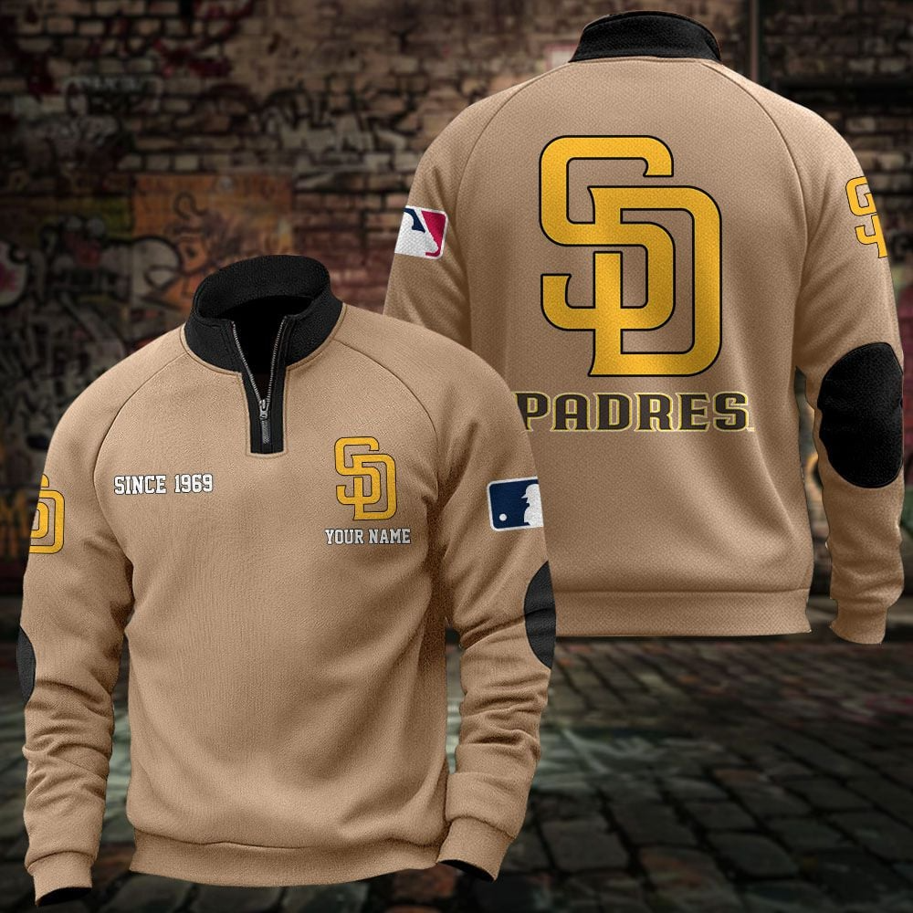 SD x MLB Sweatshirts Quarter Collared Sweatshirt Pullover DatND DVT