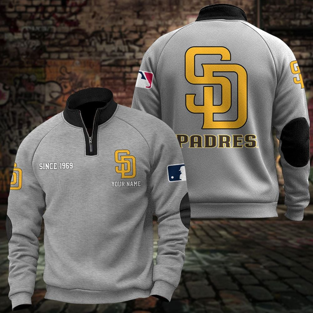 SD x MLB Sweatshirts Quarter Collared Sweatshirt Pullover DatND DVT