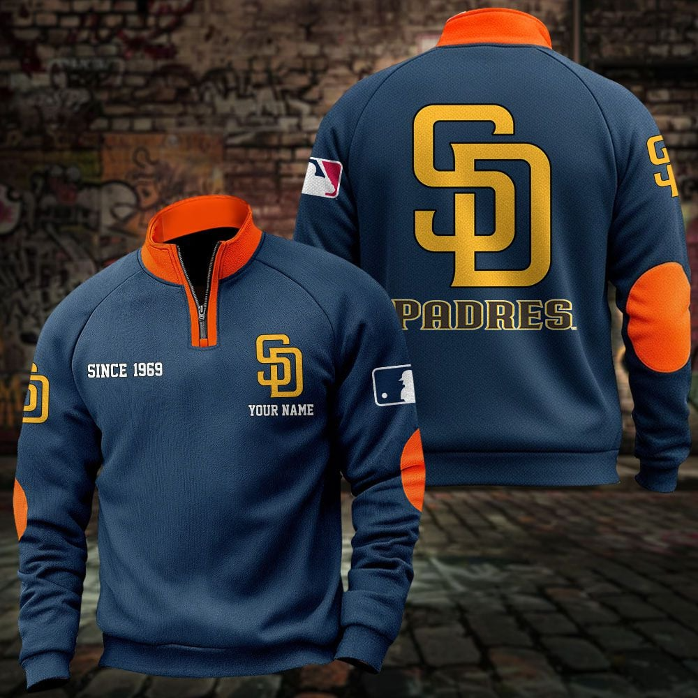 SD x MLB Sweatshirts Quarter Collared Sweatshirt Pullover DatND DVT