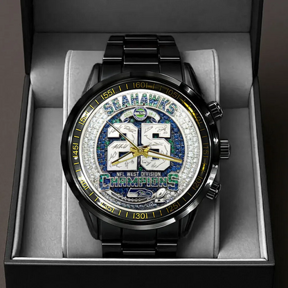 SEA 2025 NFC West Champions Black Stainless Steel Watch DatND DVT