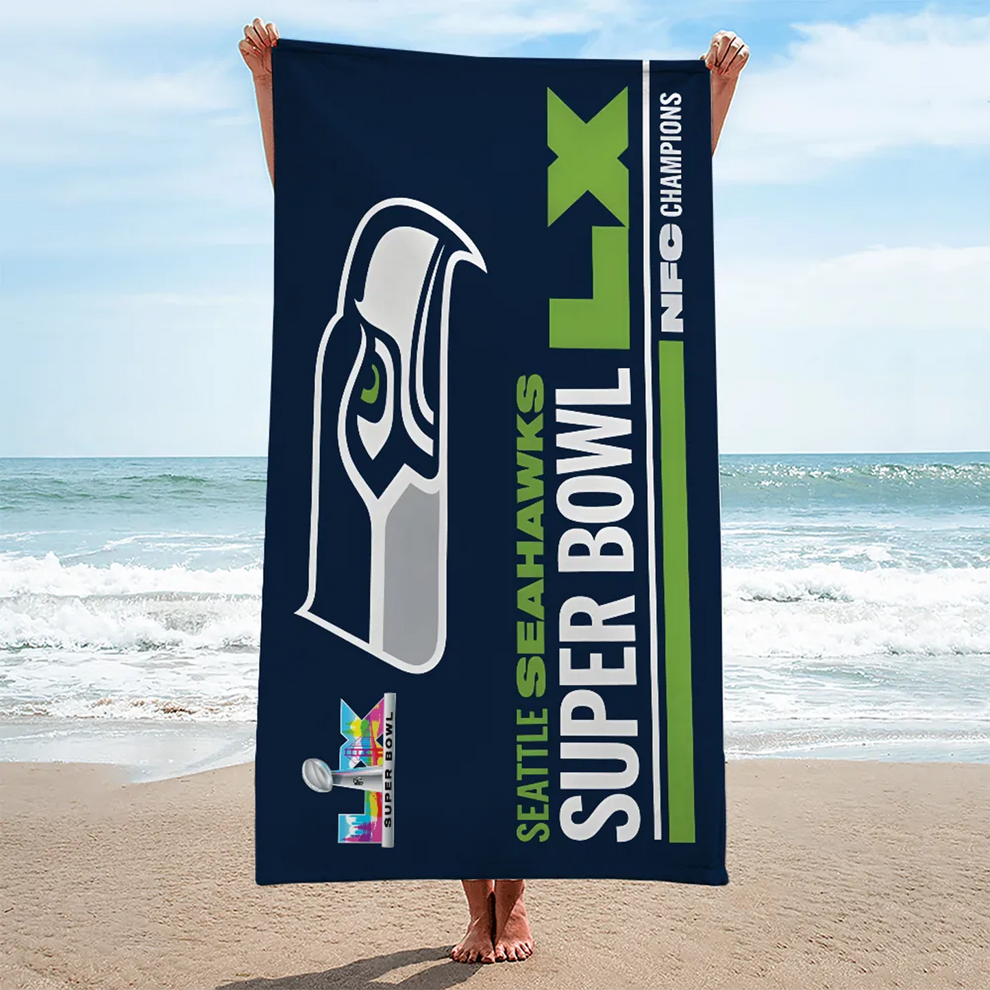 SEA NFC Champions Rectangle Beach Towel V1 DatND DVT