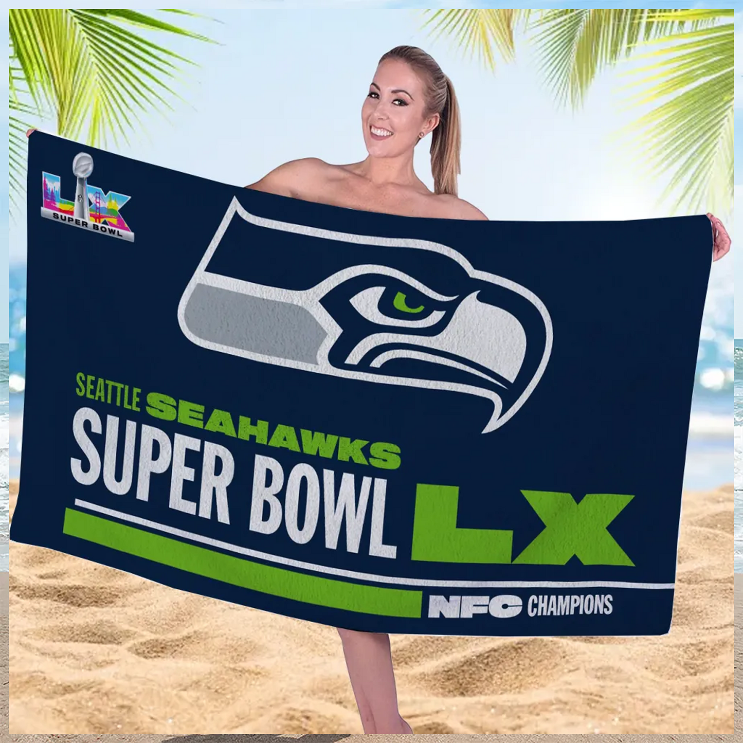 SEA NFC Champions Rectangle Beach Towel V2 DatND DVT